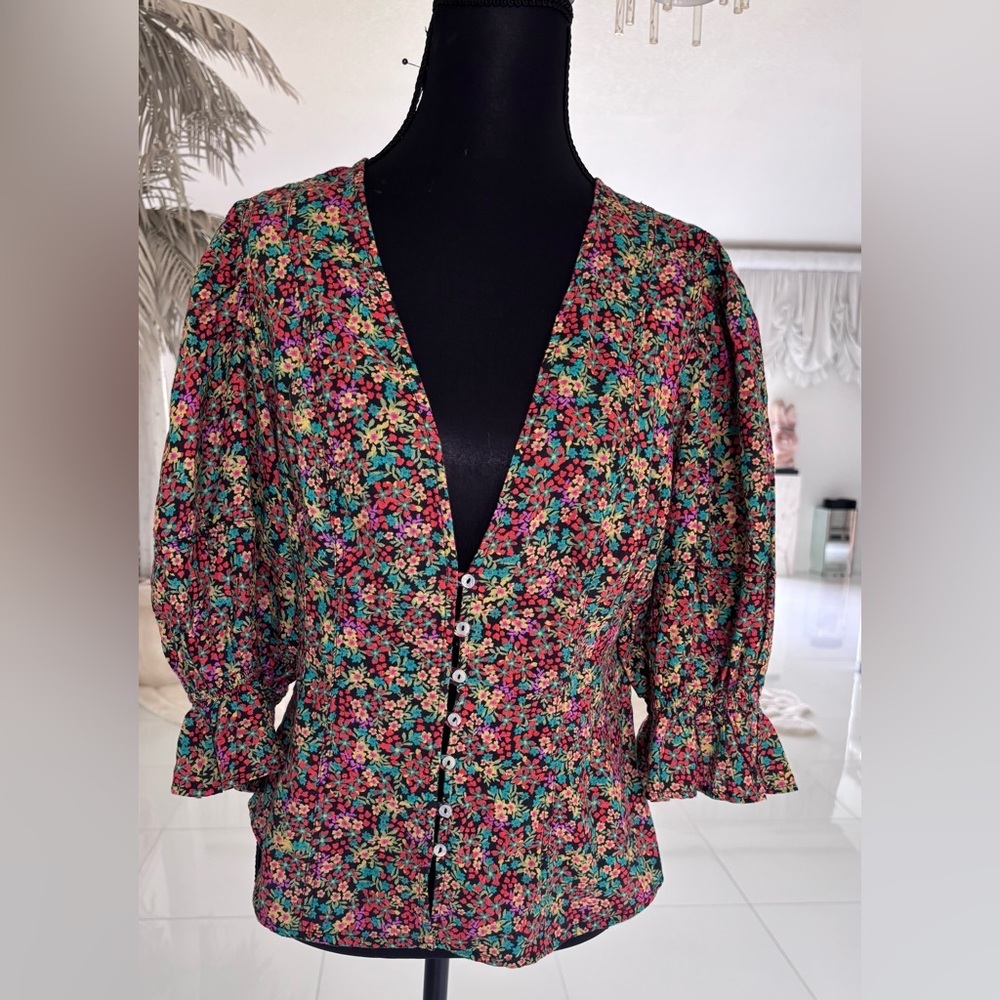 Free People Floral Button-Up Women's Top size M - Picture 3 of 10